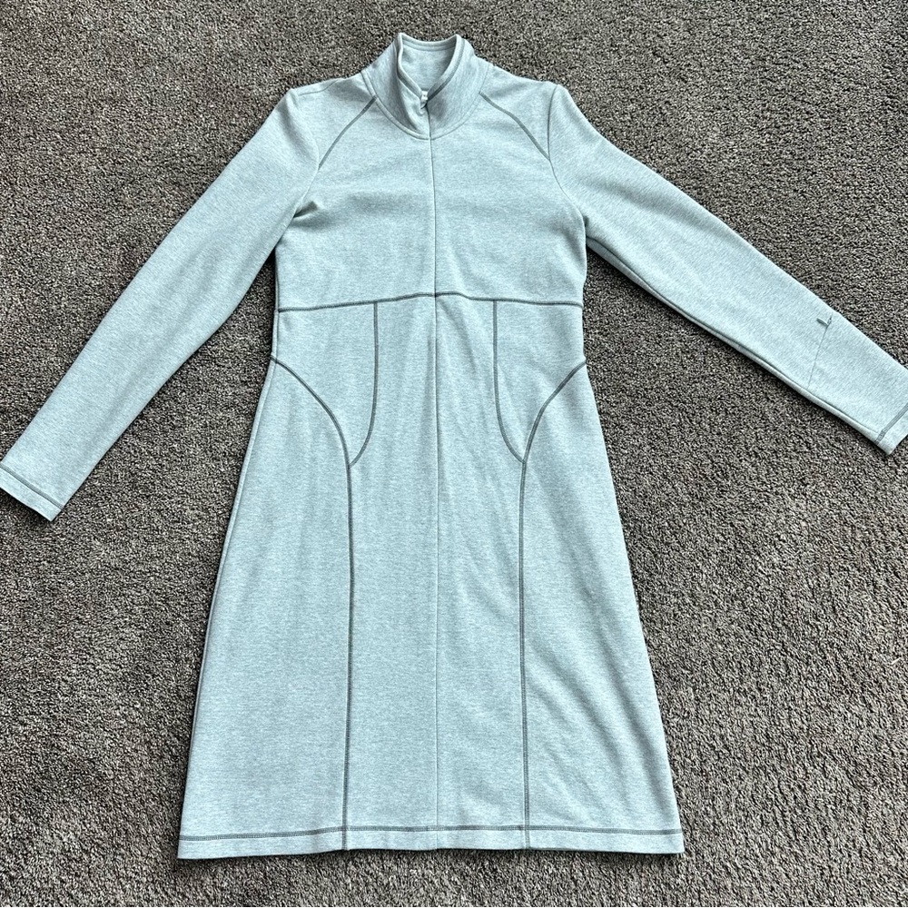 Athleta Cassidy Ponte Mock Neck Half-Zip Dress - Heather Gray - Large Tall (LT)